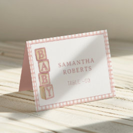 Dusty Rose Baby Blocks Editable Tent Cards  Tischnummer