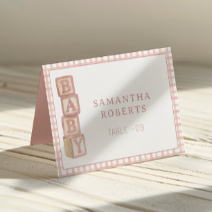 Dusty Rose Baby Blocks Editierbare Tischkarten  Tischnummer