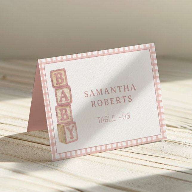 Dusty Rose Baby Blocks Editierbare Tischkarten  Tischnummer (Baby Shower Table Number)