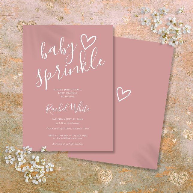 Dusty Rose Baby Girl Baby Sprinkle Dusche Einladung (Dusty Rose Baby Girl Baby Sprinkle Shower Invitation)