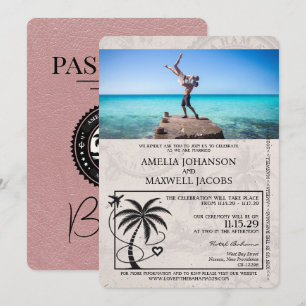 Dusty Rose Bahamas Passport Hochzeit Einladung