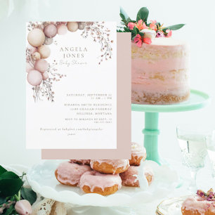 Dusty Rose Balloon Arch Baby Dusche Einladung