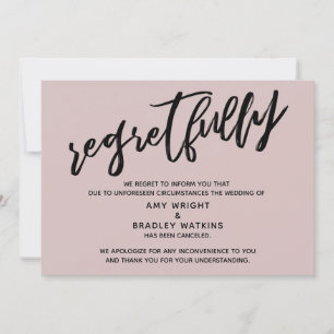 Dusty Rose bedauerlich Hochzeitstornierung Einladung