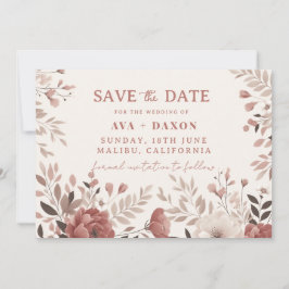 Dusty Rose Bloral Blush Wedding Save The Date