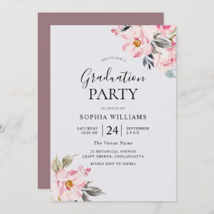 Dusty Rose Blues Blush Pink Graduation Party Einladung