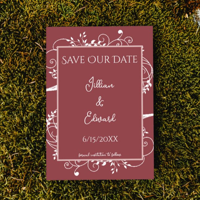 Dusty Rose Blühte Ankündigung Datum freihalten (Dusty Rose Flourish Save the Date Wedding Announcement)