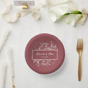 Dusty Rose Blühte Polterabend Paper Bowls Pappteller