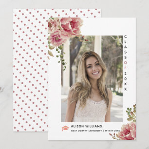 Dusty Rose Blume Klasse des 2025 Abschluss-Fotos Ankündigung