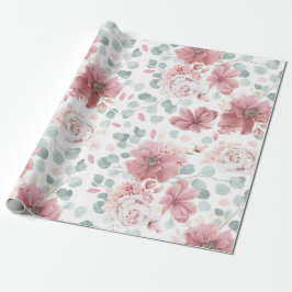 Dusty Rose Blume Muster Elegante Moderne Geschenkpapier