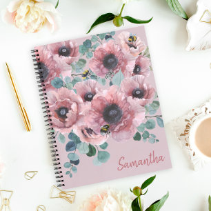 Dusty Rose Blume und Bienen Notebook Notizbuch