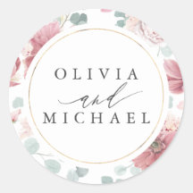 Dusty Rose Blume und Goldrahmen Elegante Hochzeit