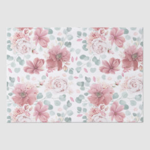 Dusty Rose Blume und Grüne Elegant Seidenpapier