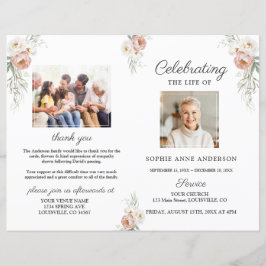 Dusty Rose Blumenbeerdigung Foto Programm