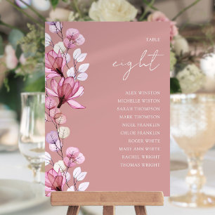 Dusty Rose Blumenmuster Tischnummer Sitzplan