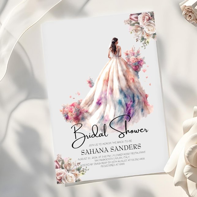 Dusty Rose Blumenschmuck Brautparty Einladung (Von Creator hochgeladen)