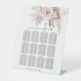 Dusty Rose Blush Bloral Wedding Chart Sockelschild