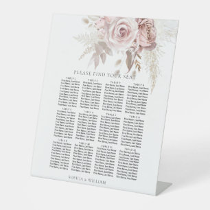 Dusty Rose Blush Bloral Wedding Chart Sockelschild