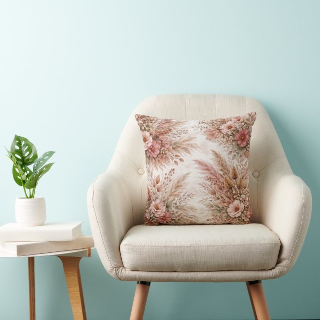 Dusty Rose & Blush Boho Floral Pattern Kissen (Stuhl )