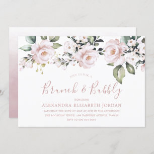 Dusty Rose Blush Brunch und Bubbly Brautparty Einladung