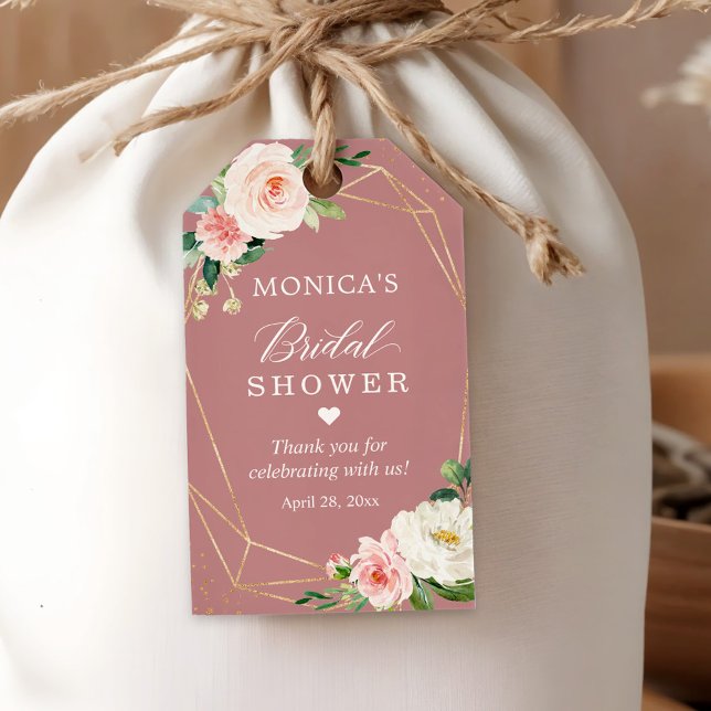 Dusty Rose Blush Floral Brautparty Vielen Dank Geschenkanhänger (Von Creator hochgeladen)