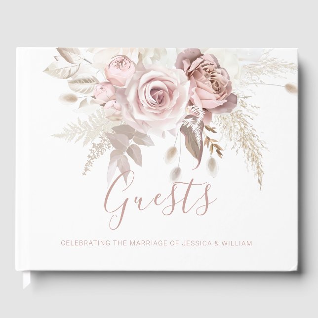 Dusty Rose & Blush Floral Wedding  Gästebuch (Vorderseite)