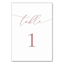 Dusty Rose Blush Minimalistische Hochzeitsstimmung Tischnummer