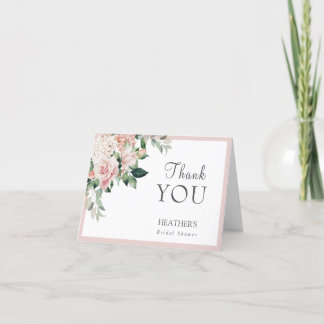 Dusty Rose Blush Peony Floral Brautparty Dankeskarte