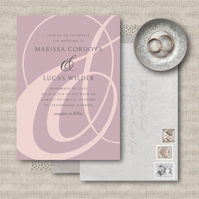 Dusty Rose Blush Pink Ampere und Script Wedding Einladung (Von Creator hochgeladen)