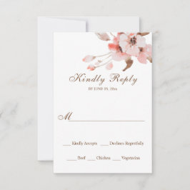 Dusty Rose Blush Pink Wasserfarben Blumenzehen RSVP Karte
