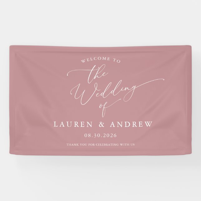 Dusty Rose Blush Pink Willkommen bei unserer Hochz Banner (Horizontal)