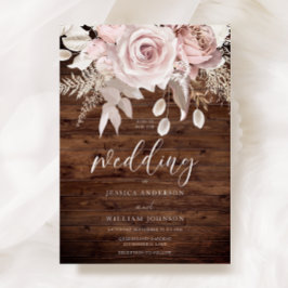 Dusty Rose & Blush Rustikale Hochzeit Einladung