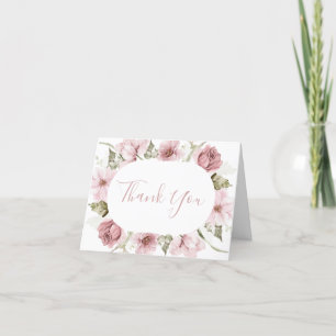 Dusty Rose, Blush & Sage Wasserfarbe Dankeskarte