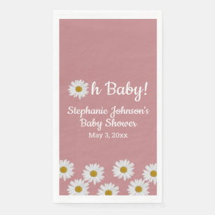 Dusty Rose Bohemisch Daisies Oh Baby Shower Serviette