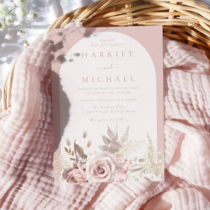 Dusty Rose Boho Arch Blush Bloral Wedding Einladung