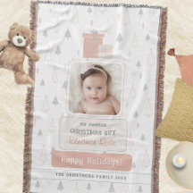 Dusty Rose Boho Baby's 1st Photo Christmas