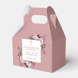 Dusty Rose Boho Floral Erste Heilige Kommune Geschenkschachtel