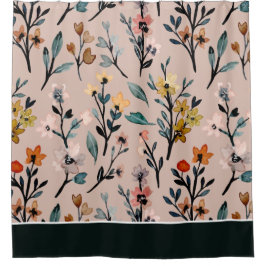Dusty Rose Boho Floral Watercolor Duschvorhang