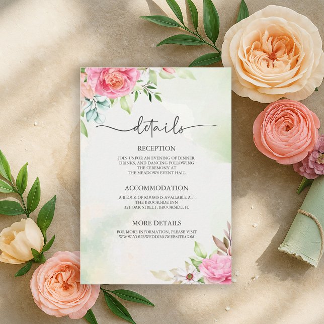 Dusty Rose Boho Wedding Enclosure Details Card Begleitkarte (Von Creator hochgeladen)