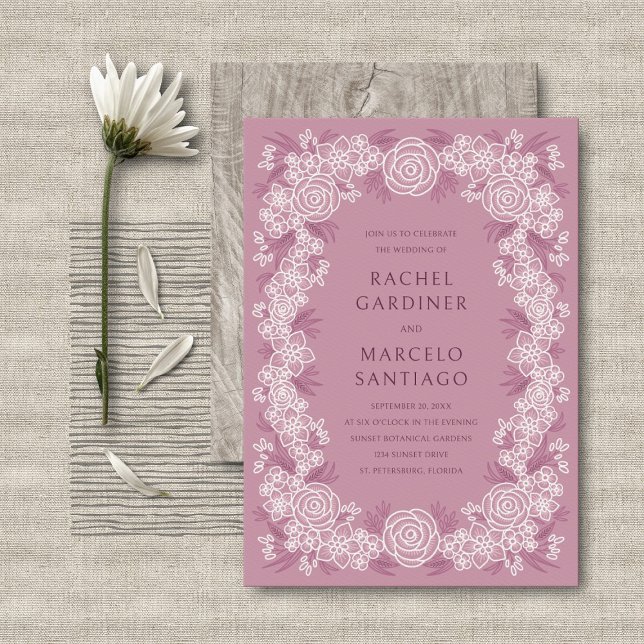 Dusty Rose Botanical Floral Wedding Einladung (Von Creator hochgeladen)