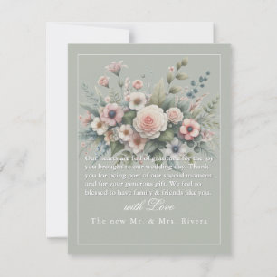 Dusty Rose Botanische Hochzeit Danke-Card Dankeskarte