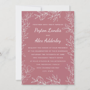 Dusty Rose Botanische Hochzeit Einladung