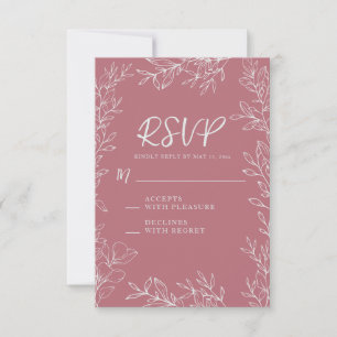 Dusty Rose Botanische Hochzeit RSVP Karte