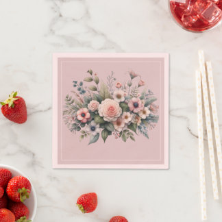Dusty Rose Botanische Hochzeit Wasserfarbe Serviette