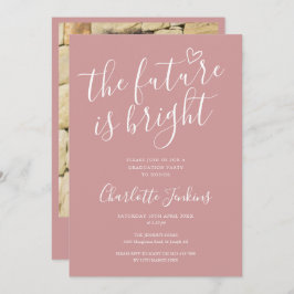 Dusty Rose Bright Future Foto Graduation Party Einladung