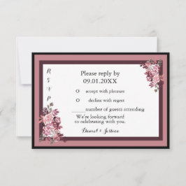 Dusty Rose Burgandy Wedding RSVP Einladung