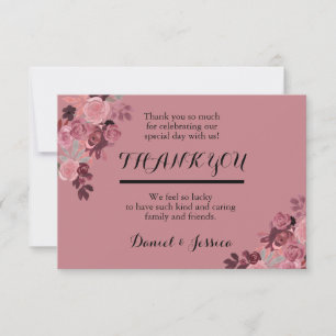 Dusty Rose Burgundy Blumenzange Dankeschön-Karte Dankeskarte