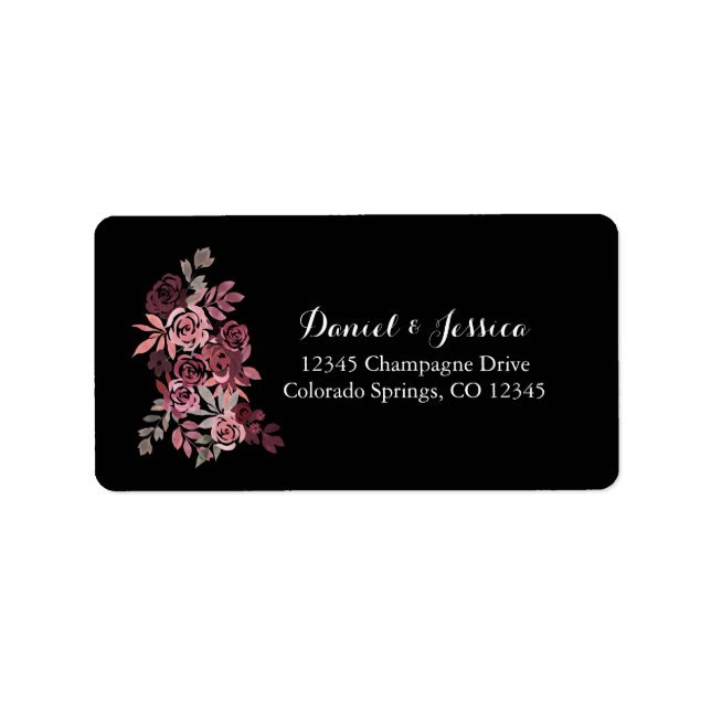 Dusty Rose Burgundy Wedding Return Address Label Adressaufkleber (Vorne)