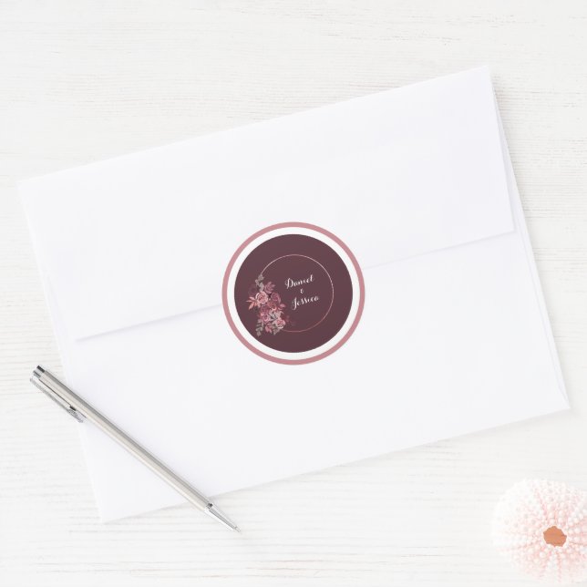 Dusty Rose & Burgundy Wedding Sticker (Umschlag)
