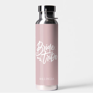 Dusty Rose Calligraphy Bride Tribe Bachelorette Trinkflasche