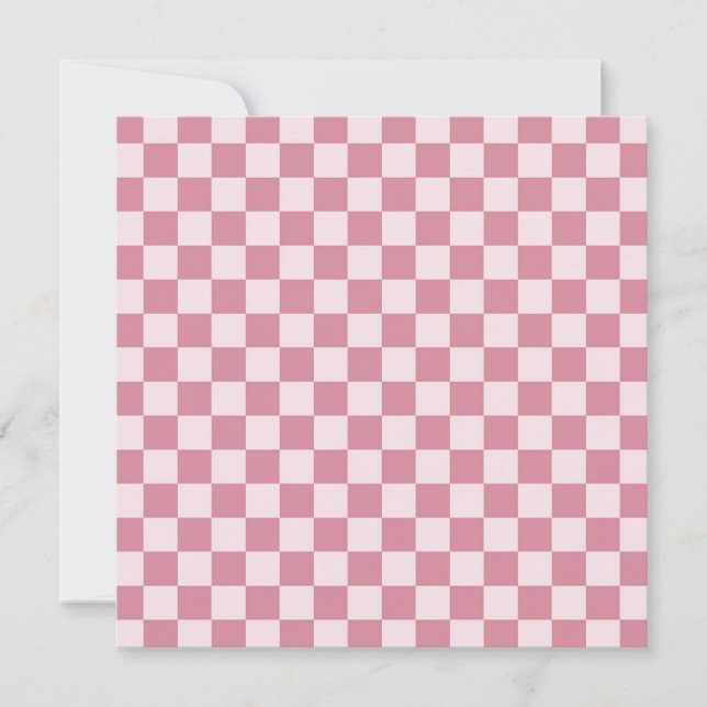 Dusty rose checkerboard pattern dankeskarte (Vorderseite)